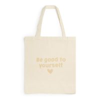 Organic Cotton Beige Be Good To Yourself Slogan Canvas Bag